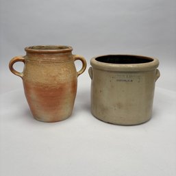 Two American Saltglaze Stoneware Crocks, The Second Frank H. Lamson, Exeter, New Hampshire