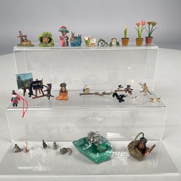 Sterling Silver Hippo & Group Of Miniature Figures
