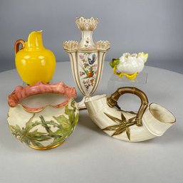 Three English Porcelain Vases And A Pitcher