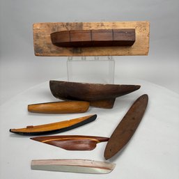 Seven Small Half-Hull Models In Various Woods