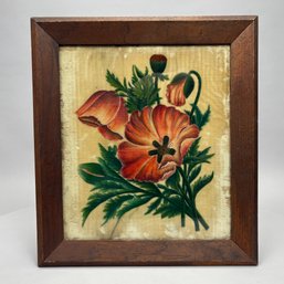 New England Watercolor Theroem Depicting Poppies, 19th Century