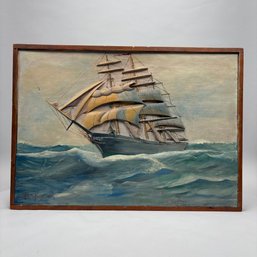 Arthur Malmstrom - Carved And Painted Ship Plaque