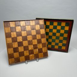 Two Folk Art Wood Gameboards, One Painted, 20th Century