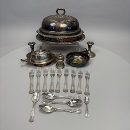 Five American And English Silverplate Tablewares And A Regency Silverplate Meat Dome