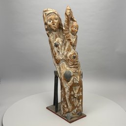 Benjamin Mustieles - Carved Figural Group Of The Virgin Mary Holding The Christ Child