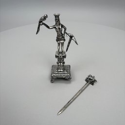 Portuguese Silver Toothpick Holder And A Dutch Silver Letter Opener, 19th Century