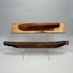 Two Wood Half-Hull Models, One Scribed And Mounted On A Backboard