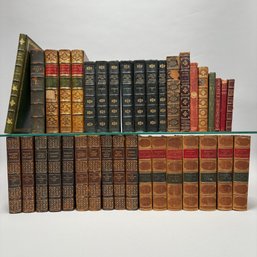 Group Of English And American Leather-Bound Non-Fiction And Fiction Books, 19th And 20th Century
