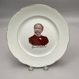 Vice Presidential Portrait Plate Depicting Garret A. Hobart, Decorated By Jesse Dean, Tenton, New Jersey