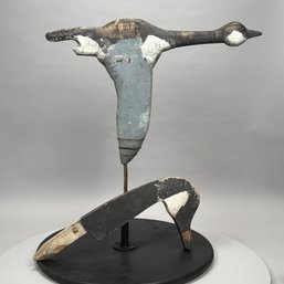 Carved And Painted Wood Canada Goose Decoy And A Weathervane, 20th Century