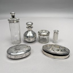 Six Continental And American Sterling Silver And Glass Objects