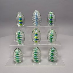 Charles Wright- Nine Studio Art Glass Paperweights, 1995-1996