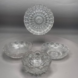 Four American Brilliant And Later Colorless Cut Glass Bowls, Late 19th And 20th Century