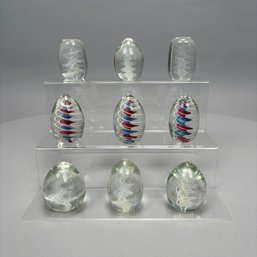 Charles Wright- Nine Studio Art Glass Paperweights, 1995-1996