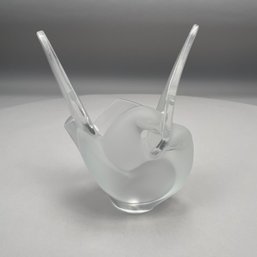 Lalique France Frosted Glass 'Sylvie' (Doves) Vase, Before 1978