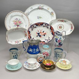 Group English Porcelain & Ironstone Serving & Household Wares, & A Pair Of American Pottery Mugs, 20th Century