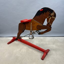 Painted Wood And Metal Bouncy Hobby Horse, Mid-20th Century