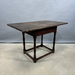 New England Pine Tavern Table, In Black Paint