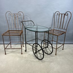 Three-Piece Polished Steel And Iron Bistro Set