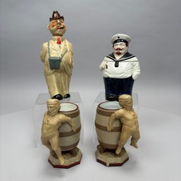 Pair Early Mettlach Villeroy & Boch Figural Mugs, 1840s-1860s, Figural Decanter & Mug, Late 19th-20th Century