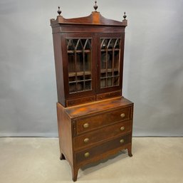 Federal Style Inlaid Mahogany Secretary Bookcase