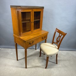 Hepplewhite Style Mahogany Desk And Bookace, And A Classical Style Mahogany Side Chair