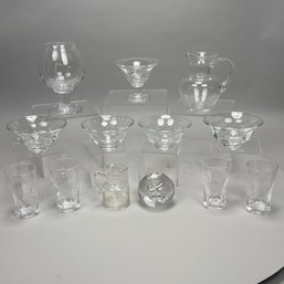 Thirteen Contemporary Simon Pearce Colorless Glass Tablewares, 20th Century