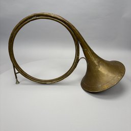 French Brass Hunting Horn, Francois Brevete, Paris, Late 19th Century