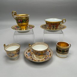 Group Of Continental And English Porcelain Cups And Saucers, 19th Century