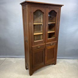 American Country Oak China Cupboard