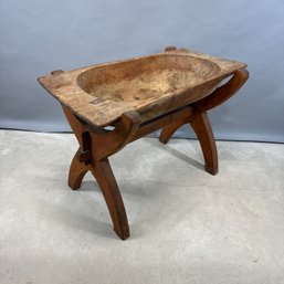 American Wooden Large Trencher, Mounted In A Stand