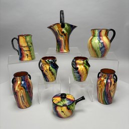 Eight Royal Torquay Pottery Slip-Decorated Tablewares, Devon, England, 1924-Early 1940s