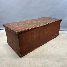 American Pine Six-Board Blanket Box In Red Paint
