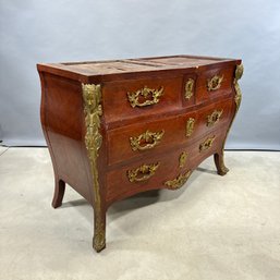 Louis XIV/XV Gilt-Metal-Mounted Mahogany Parquetry Bombe Commode