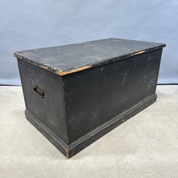 American Pine Six-Board Blanket Box In Black Paint