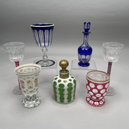 Group Of American And Bohemian Cut Overlay Glass, 19th Century