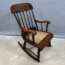 Hitchcock Painted And Stencilled Children's Rocking Chair
