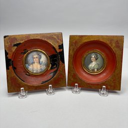 Two Continental Portrait Miniatures, 19th Century, One After Elisabeth L. Vigee Le Brun Of Caroline Bonaparte
