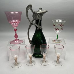 Bimini Austria Glass Wine Glass & Group Of Continental Glass Related To Drinking, Late 19th-Early 20th Century