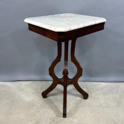Renaissance Revival Walnut Marble-Top Stand, Late 19th Century