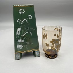 Bohemian Enamelled Glass Vase, Possibly Harrach & A Thomas Webb (Attributed) Tumbler, Late 19th Century