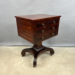 American Classical Mahogany Work Table, Mid-19th Century