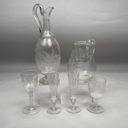 Group Of Continental Colorless Cut And Engraved Glass, 19th Century
