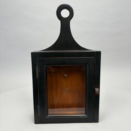 New England Style Hanging Watch Hutch In Black Paint, 20th Century