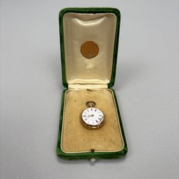 Remontoir 14k Yellow Gold Ladies Pocket Watch