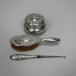 Tiffany & Co. Sterling Silver Three-Piece Dresser Set, New York, New York, 1892-1902