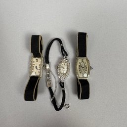 Three Gold Art Deco Ladies Wristwatches,  One 18k & Two 14k, 1920s-1930s