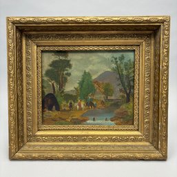 Primitive Painting Depicting A Party Of Travellers, Late 19th-Early 20th Century