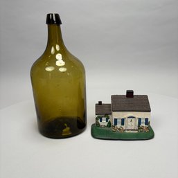 Blown Three-Mold Glass Bottle, Late 19th Century & A Cottage Doorstop, Grey Iron Casting Co., After 1912