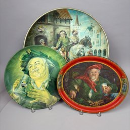 Three Falstaff Beer Lithographed Tin Advertising Trays, 20th Century